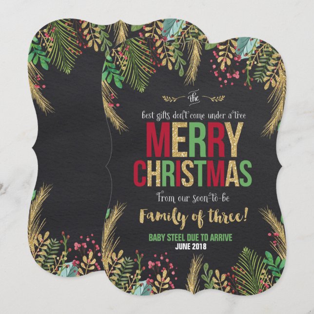 Julens Gravid Meddelande julkort Inbjudningar (Fram/baksida)