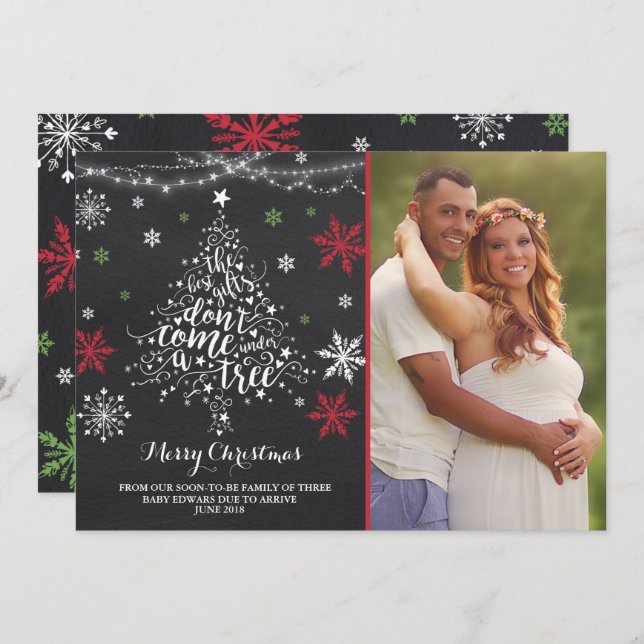 Julens Gravid Meddelande om julfoto Inbjudningar (Fram/baksida)