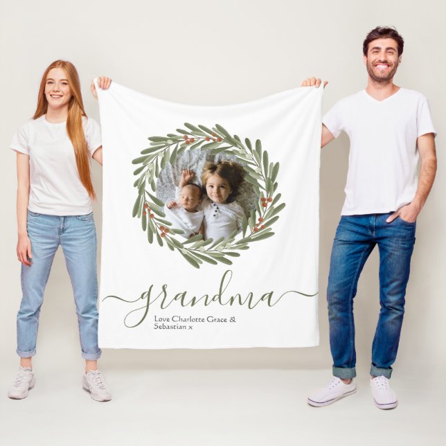 Julens Grönt Berry Wandeand Photo Personlig Fleecefilt (På plats)