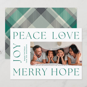 Julens Grönt Brev MERRY JOY PEACE KÄRLEK foto Julkort