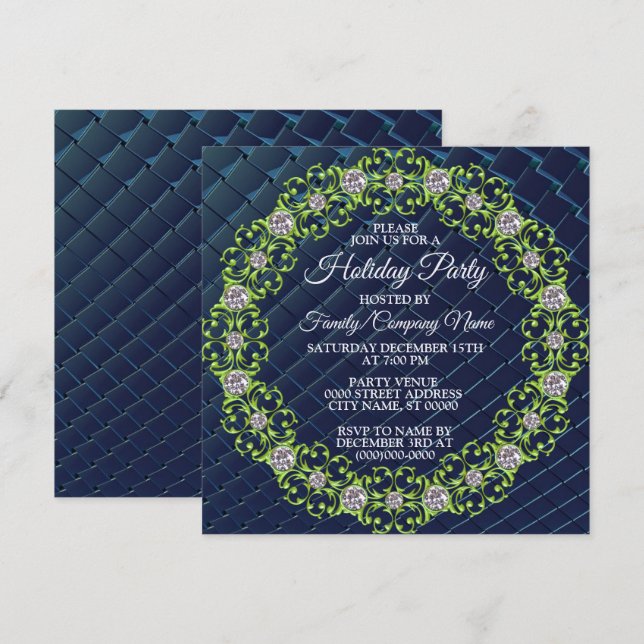Julens Grönt Design Unik Helgdagar Party Invit Inbjudningar (Fram/baksida)