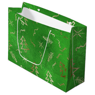 Julens Grönt Foil Guld Doodles Helgdag Gift Bag