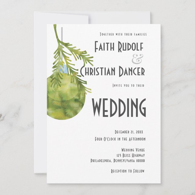 Julens Grönt för prydnadsföremål, Modern Bröllop Meddelande (Framsida)