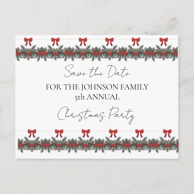 Julens Grönt Garland Red Rows Guld-accent Vykort (Framsida)