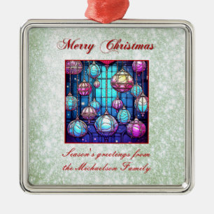 Julens Grönt Glitter Stached Glass Bauble Julgransprydnad Metall