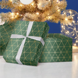 Julens Grönt Guld Triangle Geometric Presentpapper