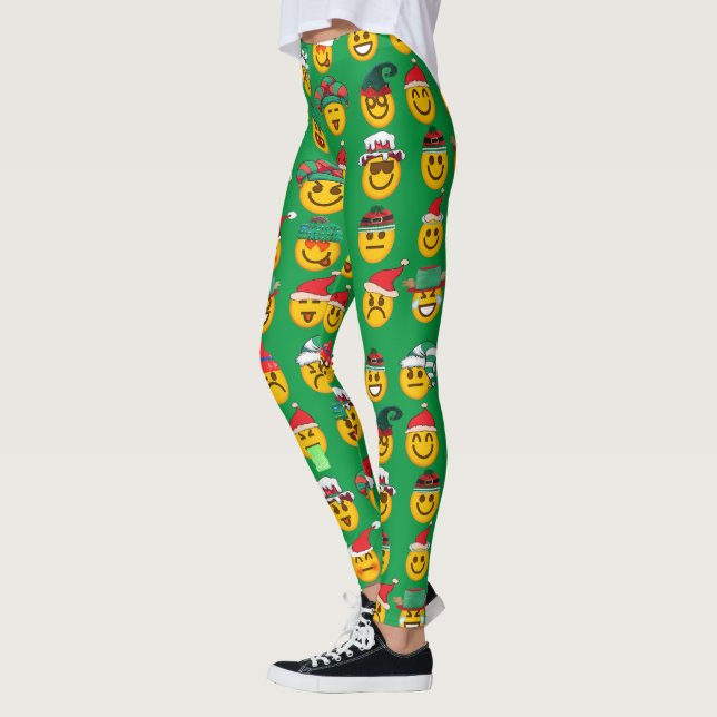 Julens Grönt Leggings Kvinnor | Emoji Leggings (Vänster)