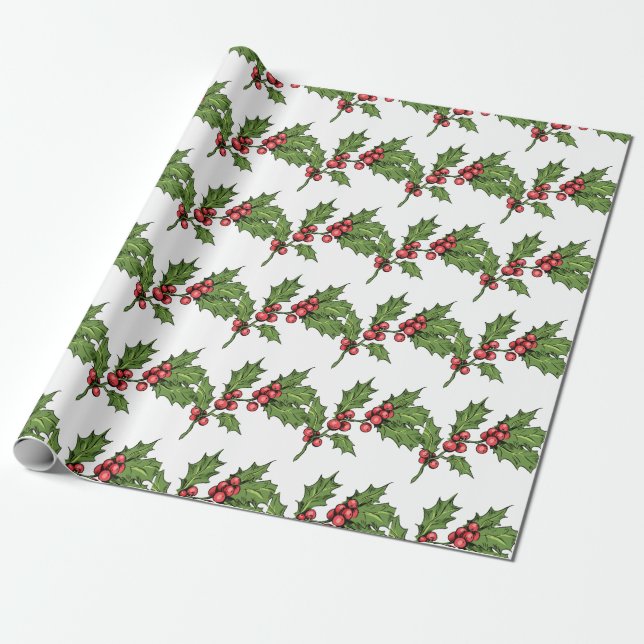 Julens Grönt Mistletoe Mönster Wrapping Papper Presentpapper (Utrullad)