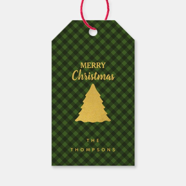 Julens Grönt och Black Buffalo Play Julafton Träd Presentetikett (Framsidan)