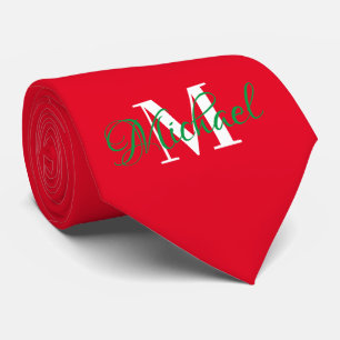 Julens Grönt och Röda Monogrammet Necktie Slips