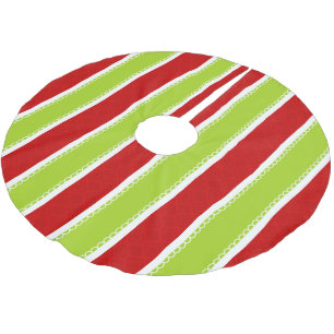 Julens Grönt och Röda Rand Mönster Julgransmatta Borstad Polyester