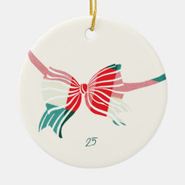 Julens Grönt och rött skuren med foto Julgransprydnad Keramik