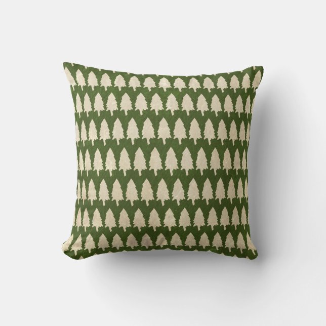Julens Grönt Pillow med Träd Skogar Kudde (Framsida)