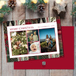 Julens Grönt Pput Family Four Photo Collage Julkort<br><div class="desc">Den här designen innehåller jultema och Helgdag med Modern och Festive Pput,  Julgranar,  Jingle Klockor och Traditional Grönt och Red Färg.</div>