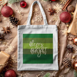 Julens Grönt Rand Merry och Bright Helgdag Tygkasse