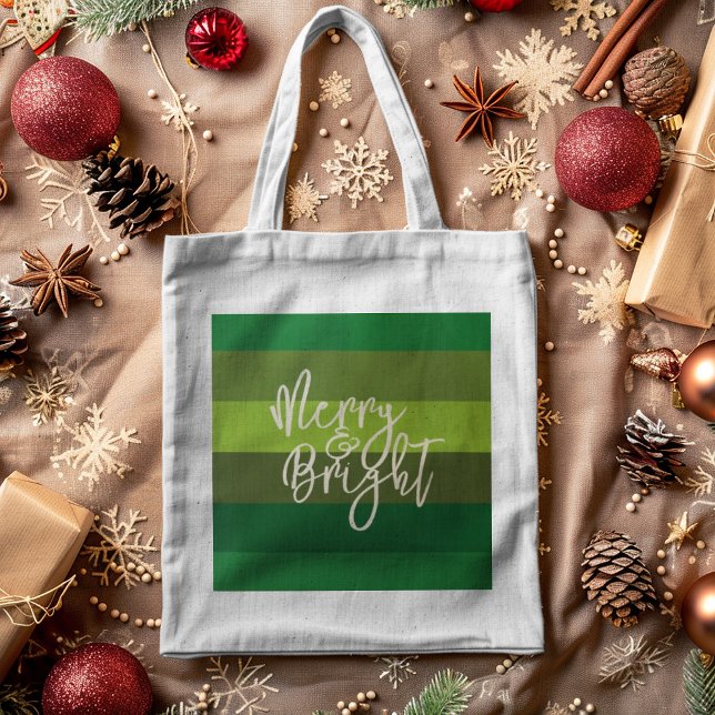 Julens Grönt Rand Merry och Bright Helgdag Tygkasse (Skapare uppladdad)