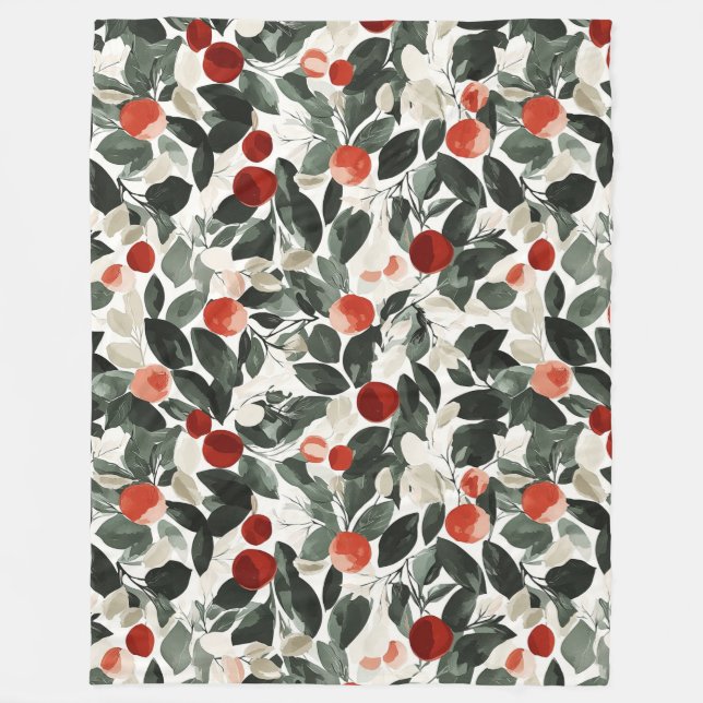 Julens Grönt Red Berries Fleecefilt (Framsidan)