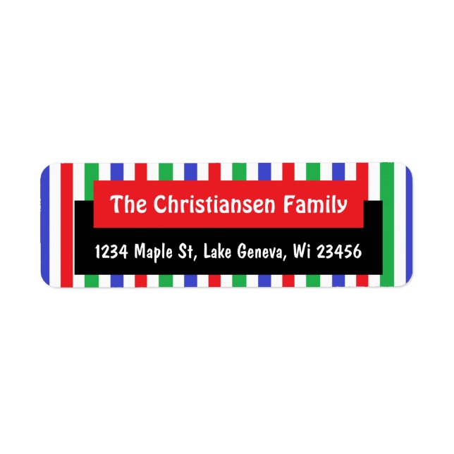 Julens Grönt Red Festive Helgdag Returadress Etikett (Framsidan)