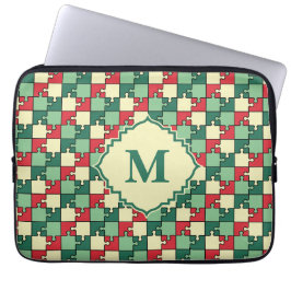Julens Grönt Red Geometric Puzzle Biet Mönster Laptop Fodral