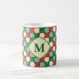 Julens Grönt Red Puzzle Biet Monogram Kaffemugg
