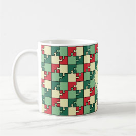 Julens Grönt Red Puzzle Biet Monogram Kaffemugg