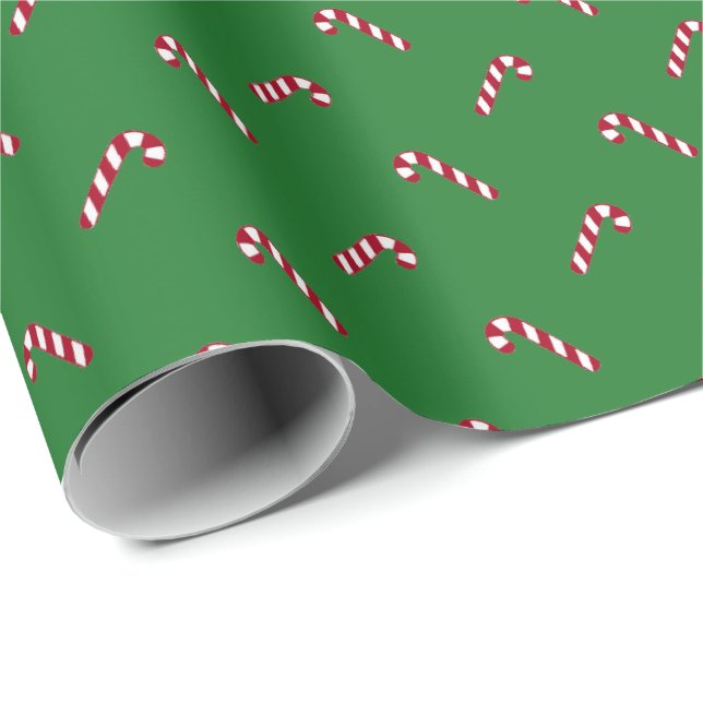 Julens grönt röd vit söt candy cane mönster presentpapper (Rullad Hörn)