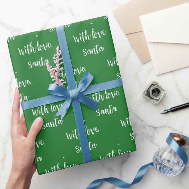 Julens Grönt vit med Kärlek från Santa Presentpapper (Gifting)