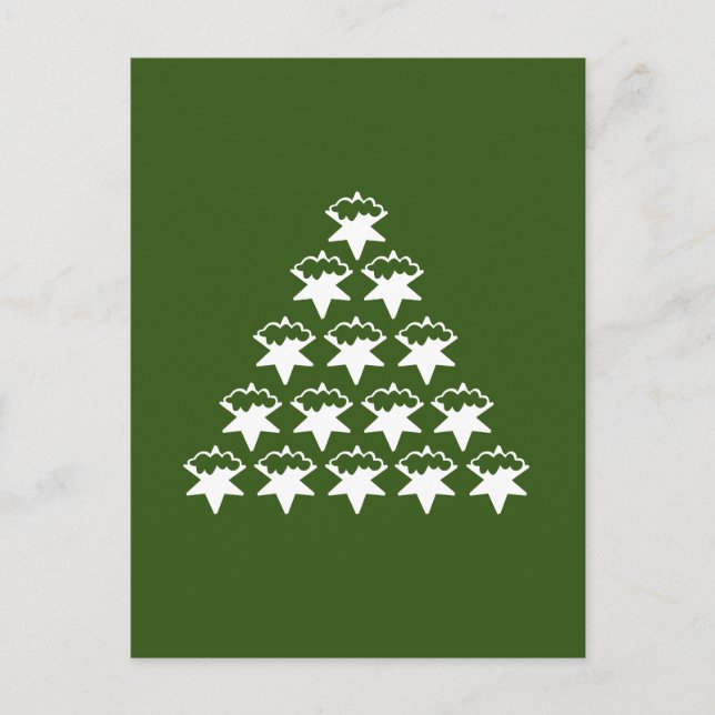 Julens Grönt vit nu Stars Träd Vykort (Framsida)