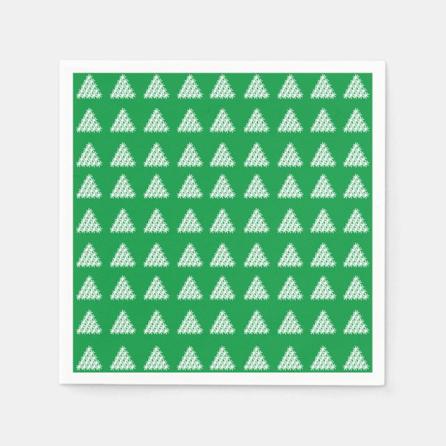 Julens Grönt vit snö Stars Träd papper Pappersservett (Framsidan)
