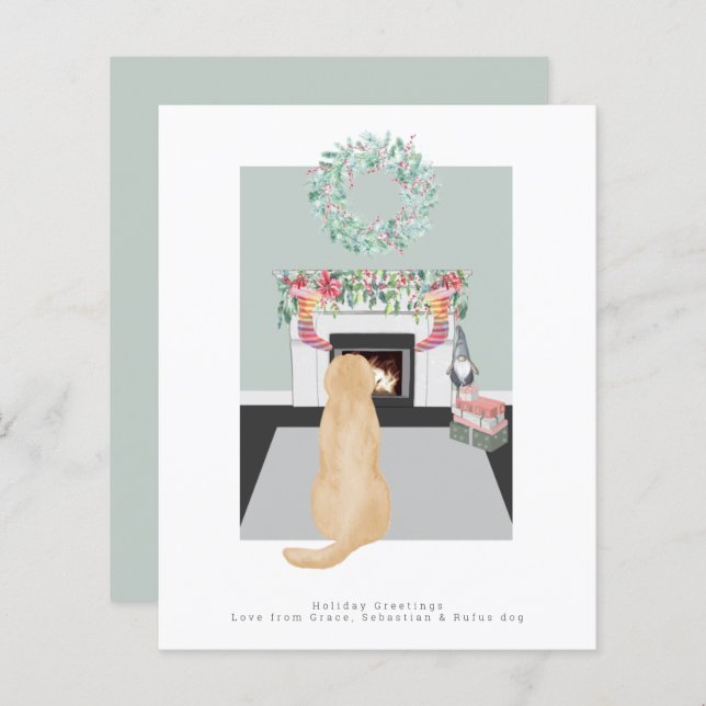 Julens Gult Labrador Hund Fireplace Scene (Fram/baksida)