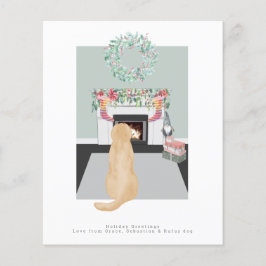 Julens Gult Labrador Hund Fireplace Scene