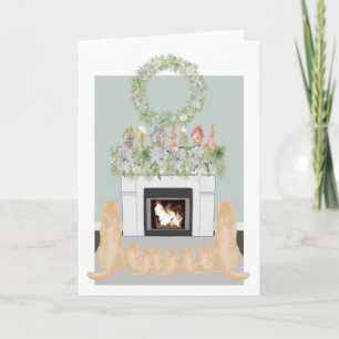 Julens Gult Labrador Hund Fireplace Scene Kort