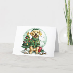Julens Gult Labrador Retriever Hund Helgkort