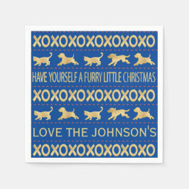 Julens Hårig Navy och Guld Pappersservett