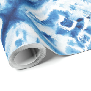 Julens Helgdag Abstrakt Tie Dye Mönster Blue Presentpapper