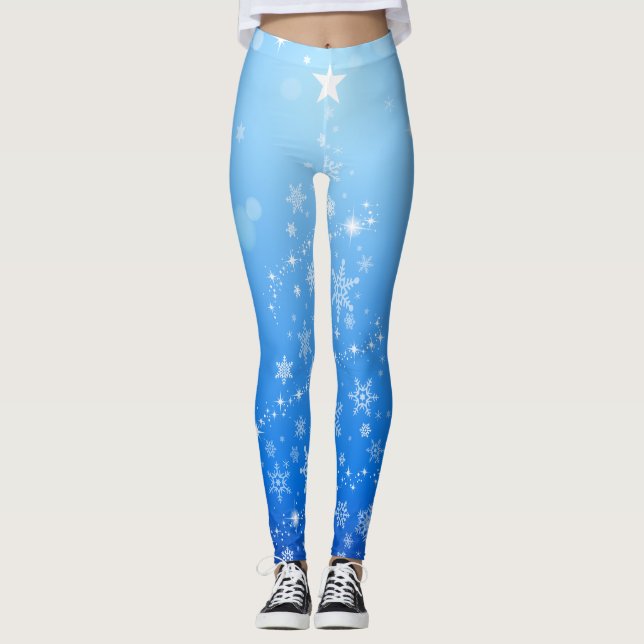 Julens Helgdag Aestesisk shining Star Blue Leggings (Framsida)