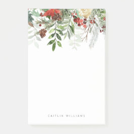 Julens Helgdag Blommigt Winter Post-it Block