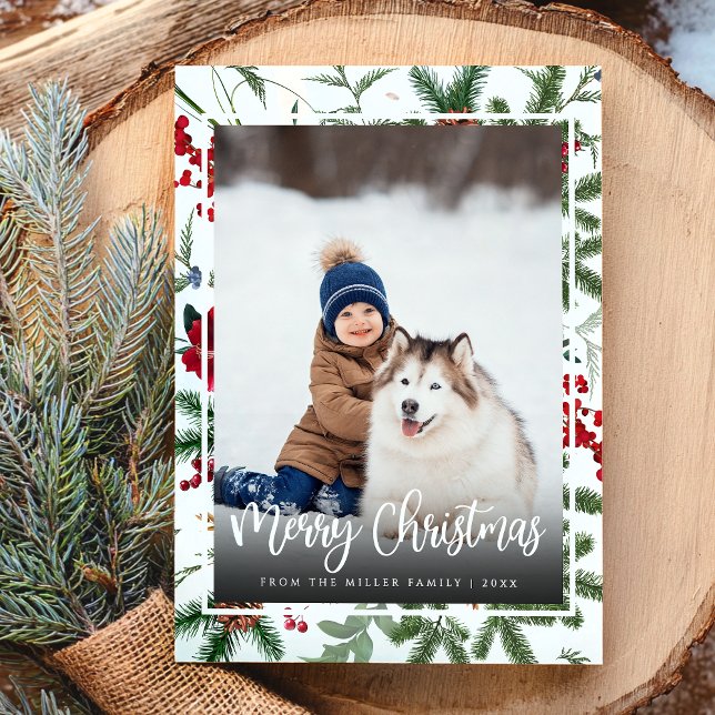 Julens Helgdag, botaniskt foto Modern Julkort (Skapare uppladdad)