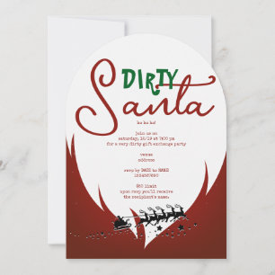 Julens Helgdag Dirty Santa Red Gift Exchange Inbjudningar