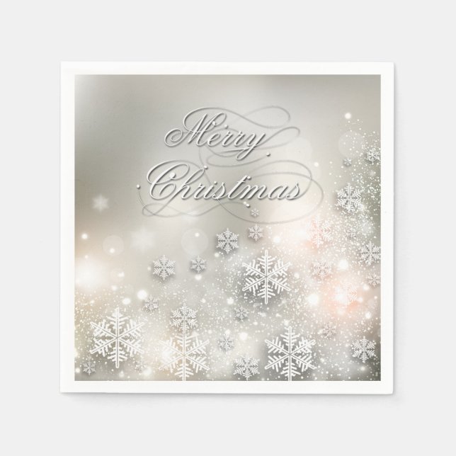 Julens Helgdag Elegant Snowflake Napkin Pappersservett (Framsidan)