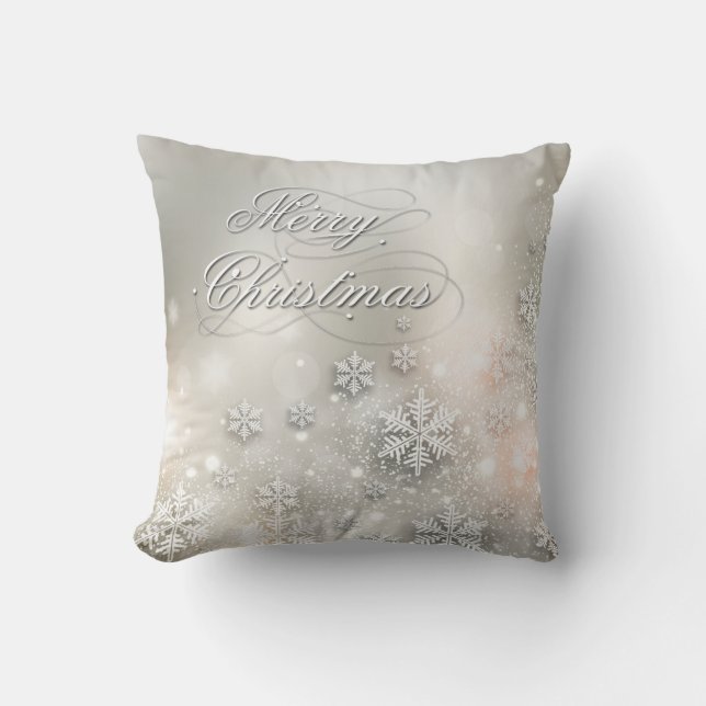 Julens Helgdag Elegant Snowflake Pillow Kudde (Framsida)