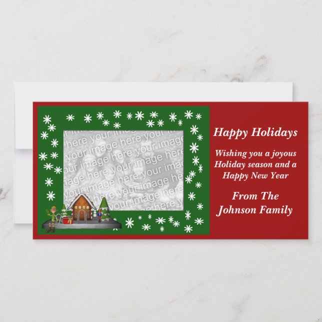 Julens Helgdag - Elf Scene-fotokort Julkort (Framsida)