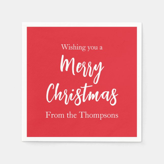 Julens Helgdag enkel röd, minimalistisk ljus Pappersservett (Framsidan)