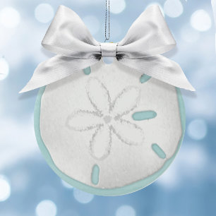 Julens Helgdag Foto Blue Beach Sand Dollar Sea Julgransprydnad Keramik