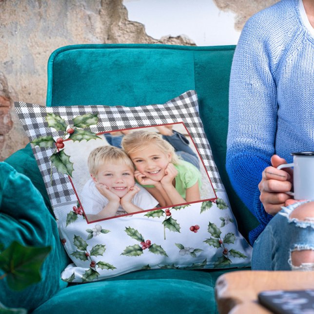 Julens Helgdag Foto Pput Watercolor-Blommigt Kudde (Skapare uppladdad)