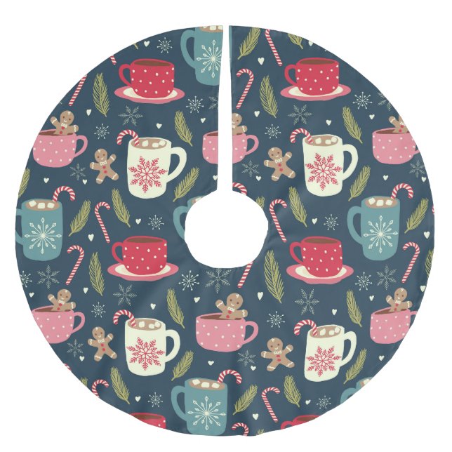 Julens Helgdag Hett Drinks Food Gingerbröd Julgransmatta Borstad Polyester (Framsidan)