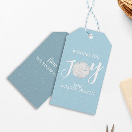 Julens Helgdag Joy Cute Typography Sand Dollar Presentetikett
