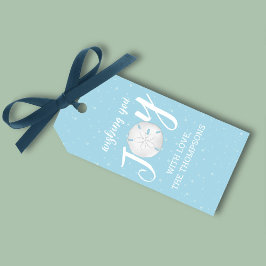 Julens Helgdag Joy Cute Typography Sand Dollar Presentetikett