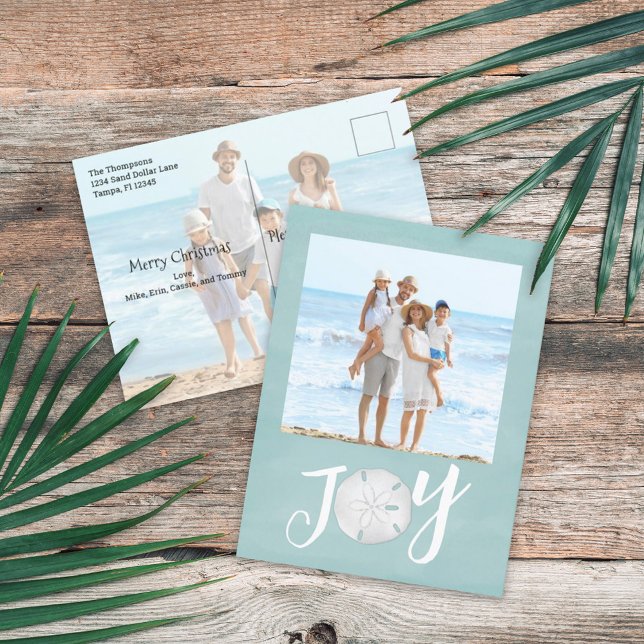 Julens Helgdag Joy Photo Simple Beach Budget Helg Vykort (Skapare uppladdad)