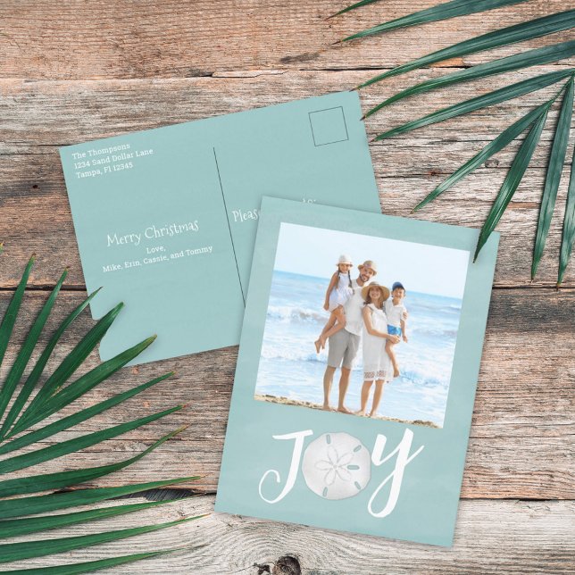Julens Helgdag Joy Photo Simple Beach Budget Helg Vykort (Skapare uppladdad)
